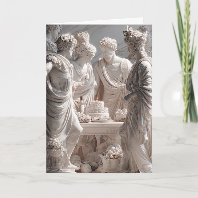 Carte d'anniversaire drôle avec statue grecque – H (Devant)