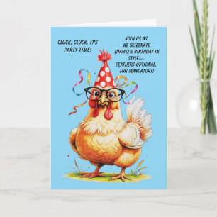 Carte d'anniversaire drôle avec un poulet élégant