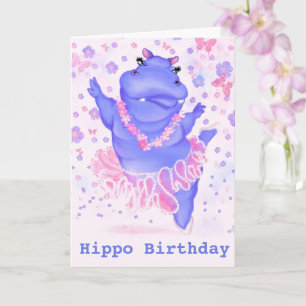 Carte d'anniversaire drôle Ballerine Hippopotame D
