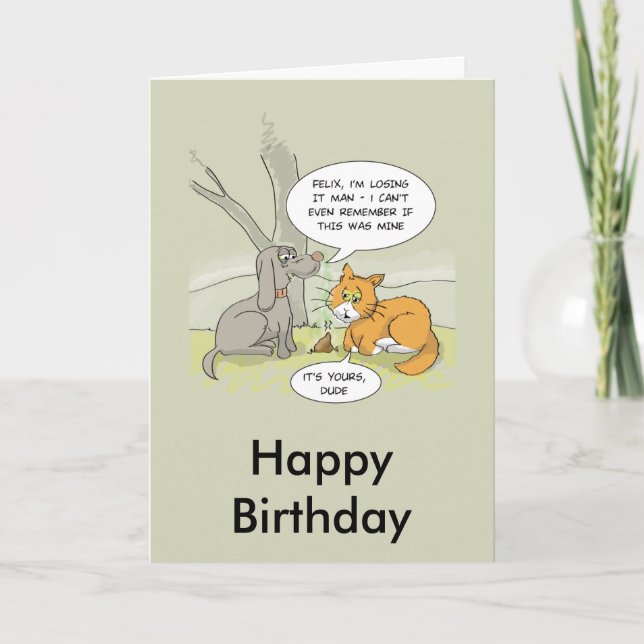 Carte d'anniversaire drôle : Chien Poo (Devant)
