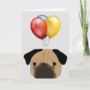 CARTE D'ANNIVERSAIRE DRÔLE CHIEN PUG