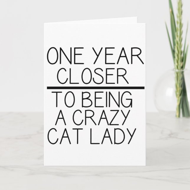 Carte d'anniversaire drôle - dame folle de chat (Devant)