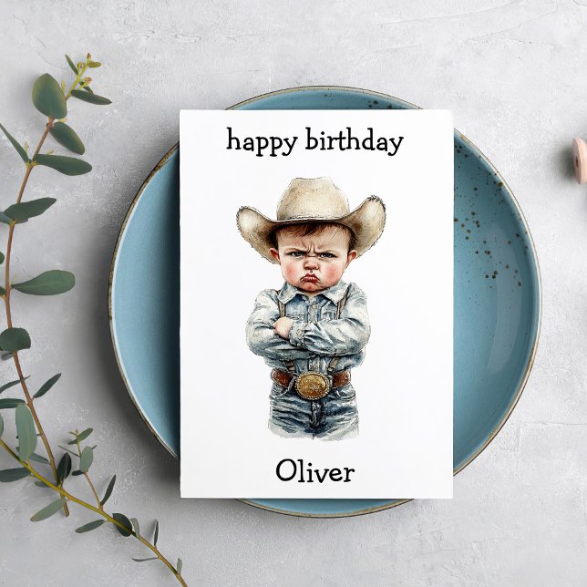 Carte d'anniversaire drôle de bébé cowboy (Créateur téléchargé)