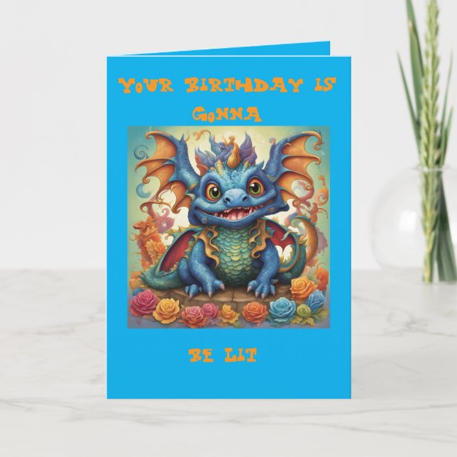 Carte d'anniversaire drôle de bébé dragon (Devant)
