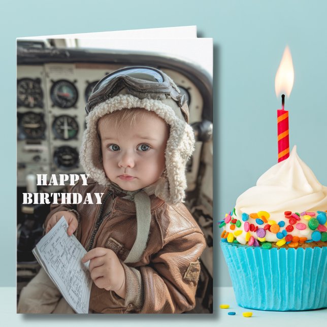 Carte d'anniversaire drôle de bébé pilote, humour  (Créateur téléchargé)