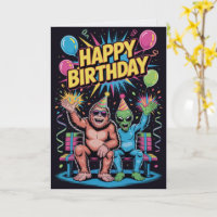 Carte d'anniversaire drôle de Bigfoot Alien Crypti