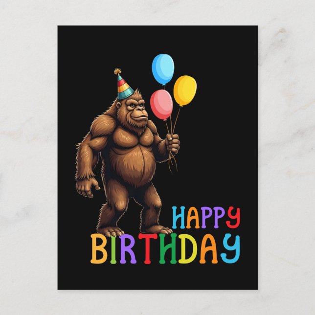 Carte d'anniversaire drôle de BigFoot avec des bal (Devant)