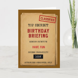 Carte d'anniversaire drôle de briefing classifié d