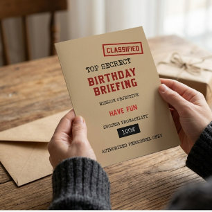Carte d'anniversaire drôle de briefing classifié d