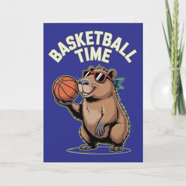 Carte d'anniversaire drôle de capybara temps de ba (Devant)