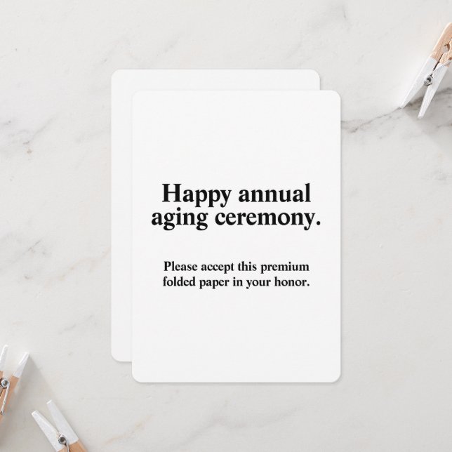 Carte d'anniversaire drôle de cérémonie annuelle d (Devant/Arrière en situation)