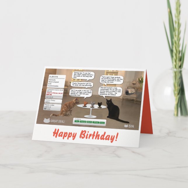 Carte d'anniversaire drôle de chat (Devant)