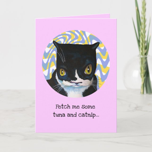 Carte d'anniversaire drôle de chat (Devant)