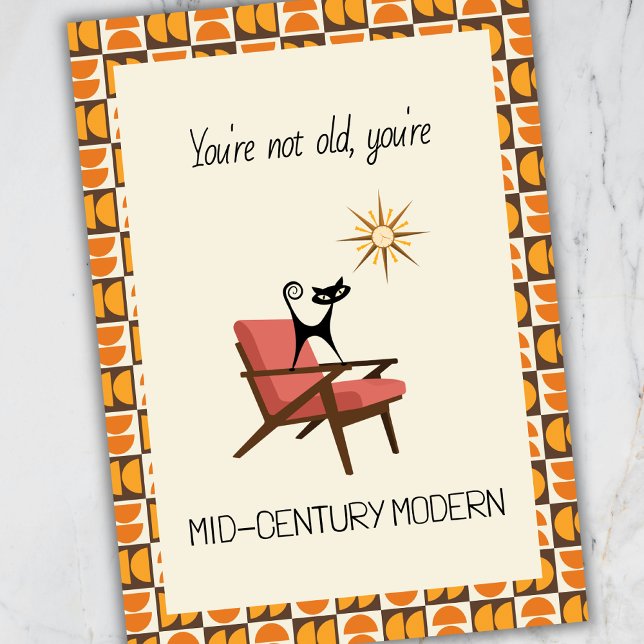 Carte d'anniversaire drôle de chat atomique modern (Créateur téléchargé)