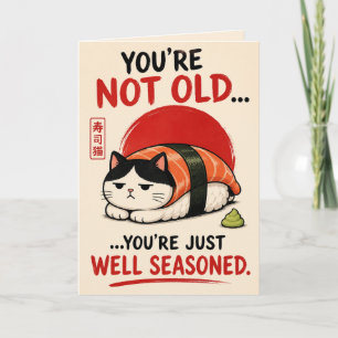 Carte d'anniversaire drôle de chat de sushi – Tu n