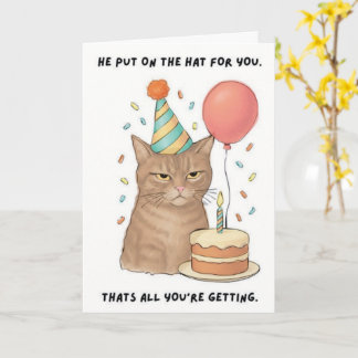 Carte d'anniversaire drôle de chat impassible