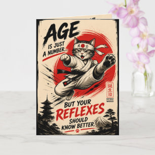 Carte d'anniversaire drôle de chat Kung Fu – Chat 