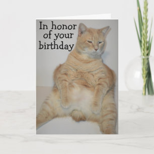 Carte d'anniversaire drôle de chat Manx gras assis