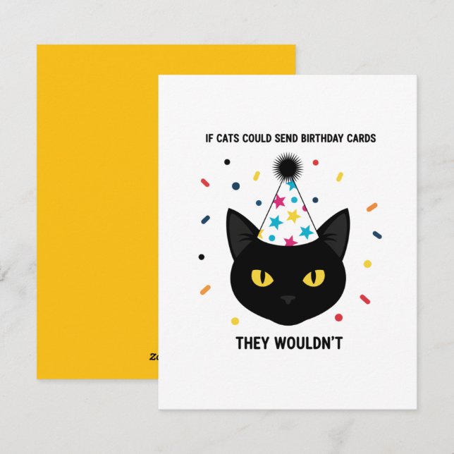 Carte d'anniversaire drôle de chat pour elle ou lu (Devant / Derrière)