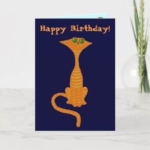 Carte d'anniversaire drôle de chat rouge
