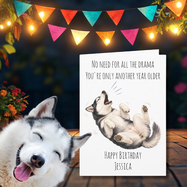 Carte d'anniversaire drôle de chien Husky (Créateur téléchargé)