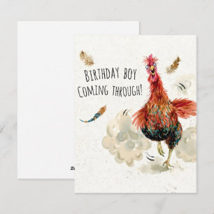 Carte d'anniversaire drôle de coq pour lui Birthda