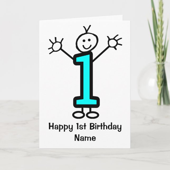 Carte d'anniversaire drôle de garçon mignon bleu p (Devant)