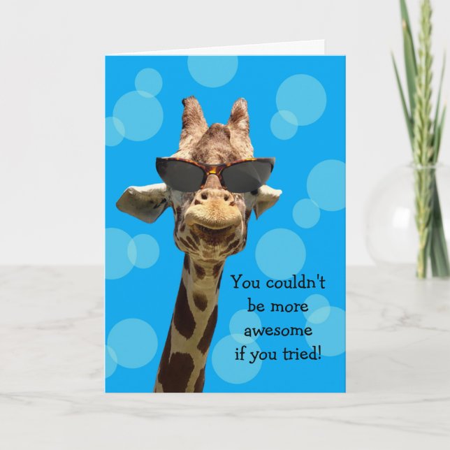 Carte d'anniversaire drôle de girafe (Devant)