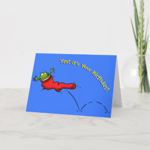 Carte d'anniversaire drôle de grenouille heureuse 