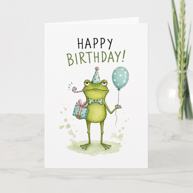 Carte d'anniversaire drôle de grenouille pour tous (Devant)