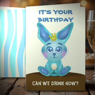 Carte d'anniversaire drôle de lapin bleu