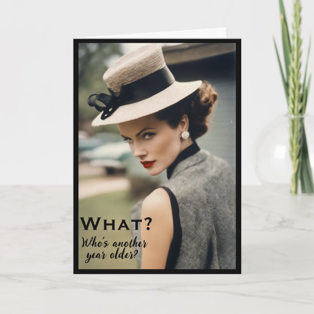 Carte d'anniversaire drôle de mode vintage pour me (Devant)