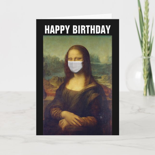 CARTE D'ANNIVERSAIRE DRÔLE DE MONA LISA 2020, MASQ (Devant)