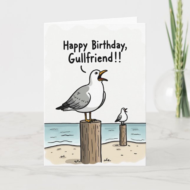Carte d'anniversaire drôle de Mouette (Devant)