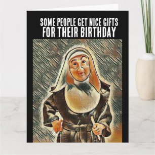 CARTE D'ANNIVERSAIRE DRÔLE DE NONNE CATHOLIQUE