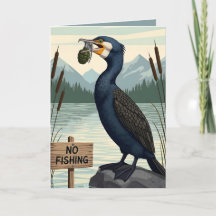 Carte d'anniversaire drôle de pêche dans le style