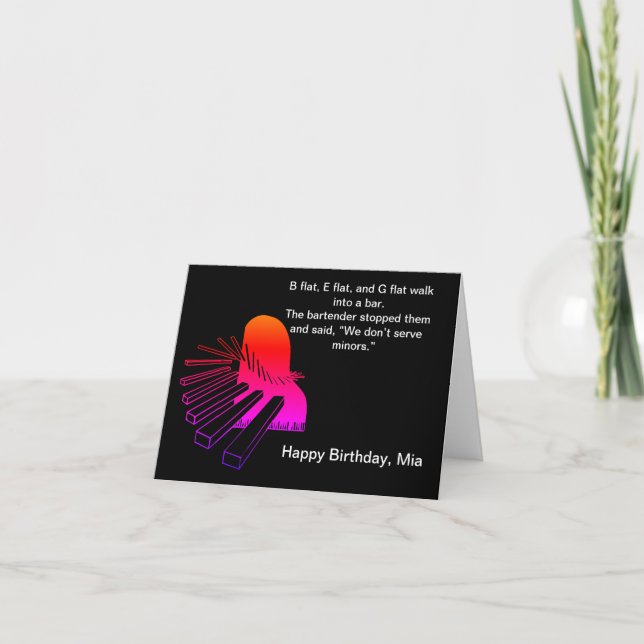 Carte d'anniversaire drôle de piano (Devant)