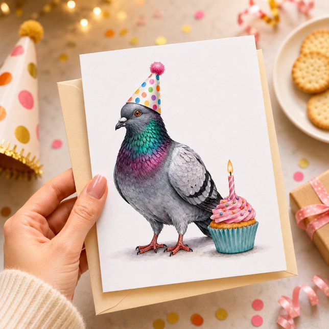 Carte d'anniversaire drôle de pigeon (Créateur téléchargé)