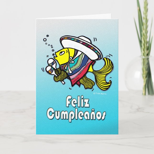 Carte d'anniversaire drôle de poissons mexicains (Devant)