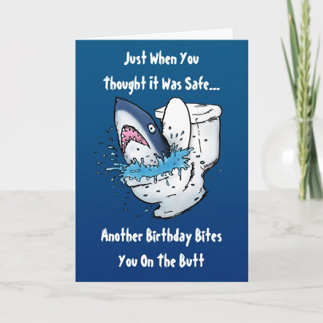 Carte d'anniversaire drôle de requin de toilette (Devant)