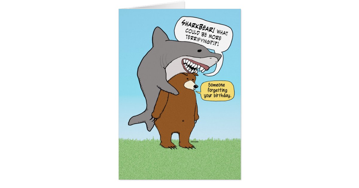 Carte d'anniversaire drôle d'ours et de requin | Zazzle.fr