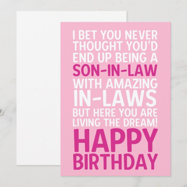 Carte d'anniversaire drôle et heureuse pour gendre (Devant / Derrière)