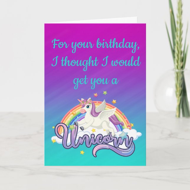 Carte d'anniversaire drôle Licorne Arc-en-ciel (Devant)