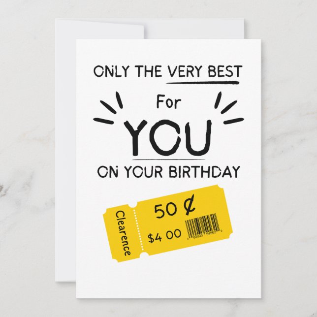 Carte d'anniversaire drôle moche sarcasme soldes (Devant)