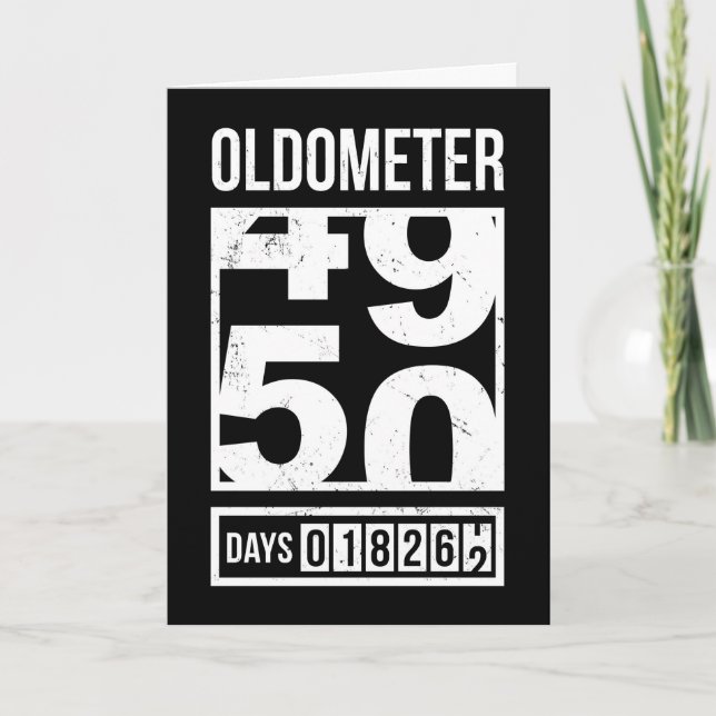 Carte d'anniversaire drôle Oldometer 50 ans, Sarca (Devant)