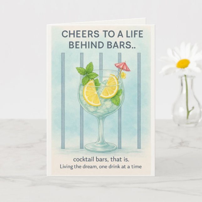 Carte d'anniversaire drôle pour amateur de gin | H (Petite plante)