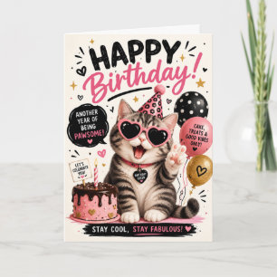 Carte d'anniversaire drôle pour chat pour tout le 