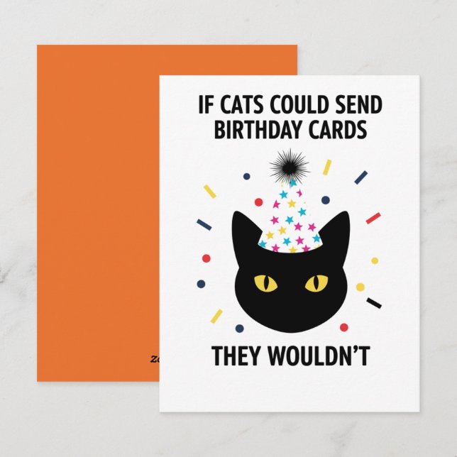 Carte d'anniversaire drôle pour chat si les chats  (Devant / Derrière)