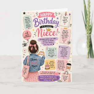 Carte d'anniversaire drôle pour nièce, humour rose