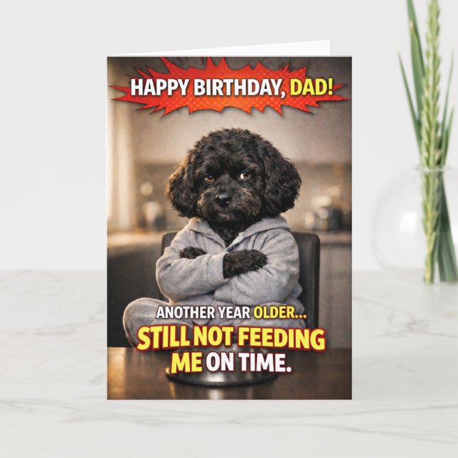 Carte d'anniversaire drôle pour papa avec un chien (Devant)
